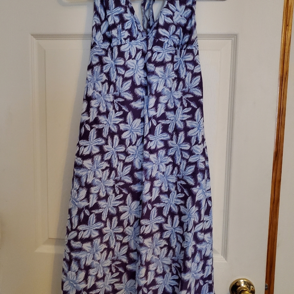 Purple floral halter dress
